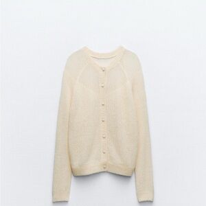 Zara - cream - buttoned knot cardigan - size S